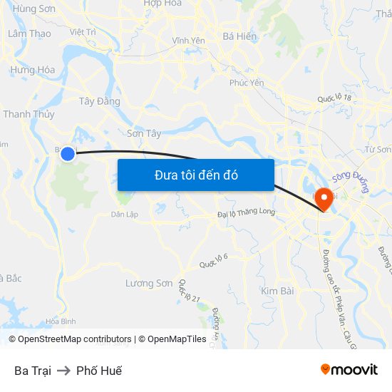 Ba Trại to Phố Huế map