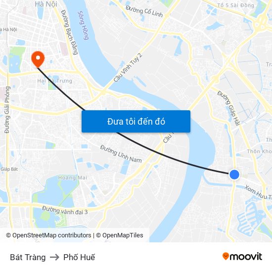 Bát Tràng to Phố Huế map