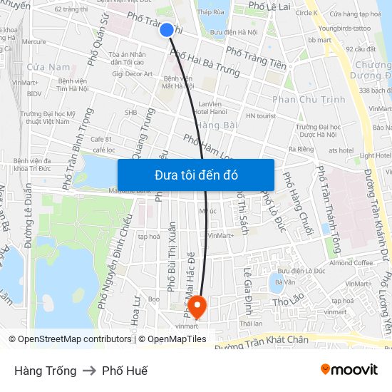 Hàng Trống to Phố Huế map