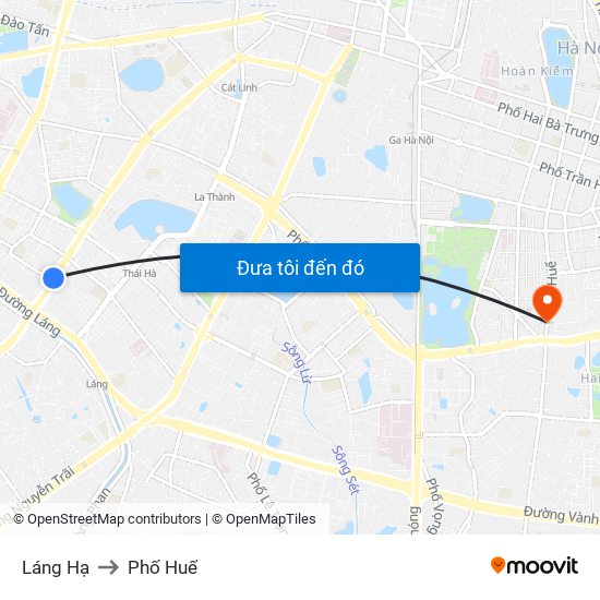 Láng Hạ to Phố Huế map