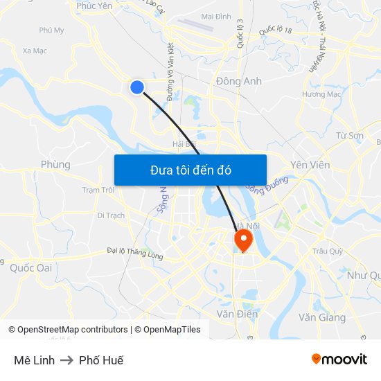Mê Linh to Phố Huế map
