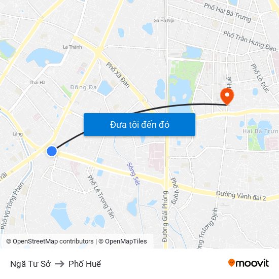 Ngã Tư Sở to Phố Huế map