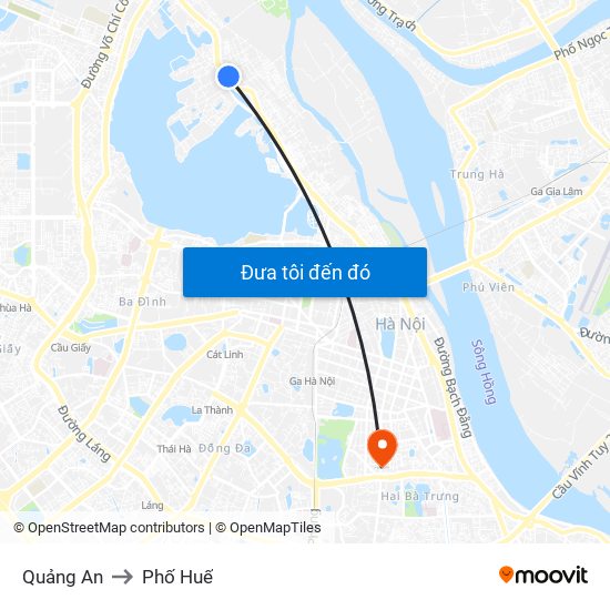Quảng An to Phố Huế map
