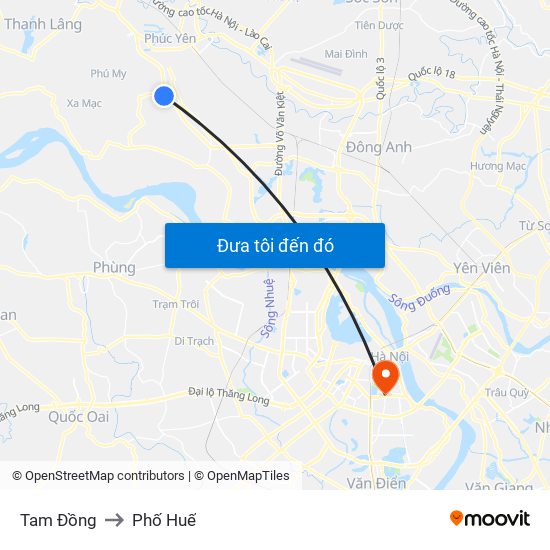 Tam Đồng to Phố Huế map