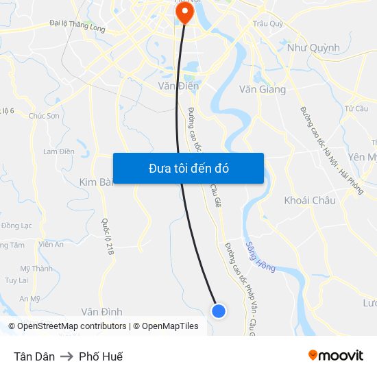 Tân Dân to Phố Huế map