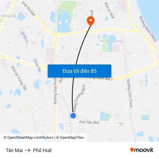 Tân Mai to Phố Huế map