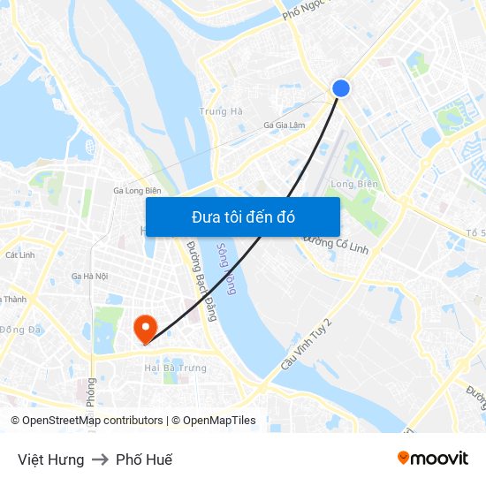 Việt Hưng to Phố Huế map