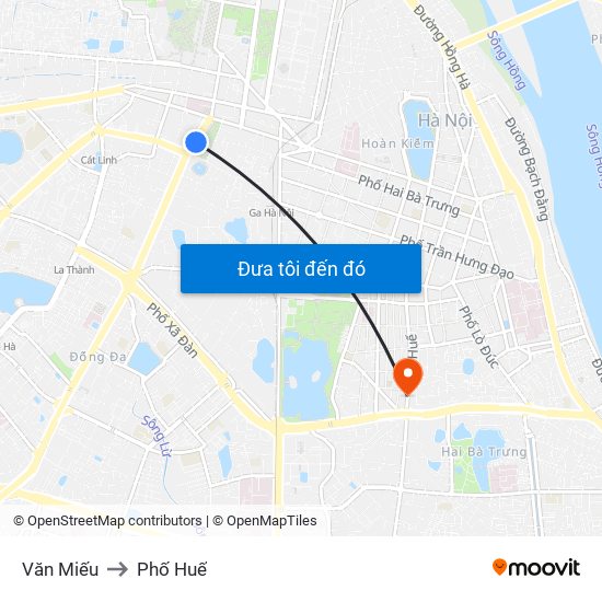 Văn Miếu to Phố Huế map