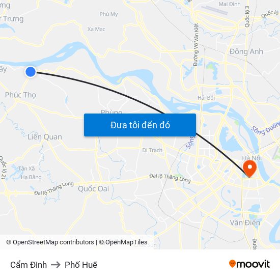 Cẩm Đình to Phố Huế map