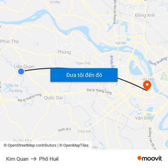 Kim Quan to Phố Huế map