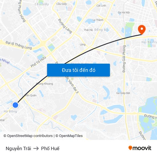 Nguyễn Trãi to Phố Huế map
