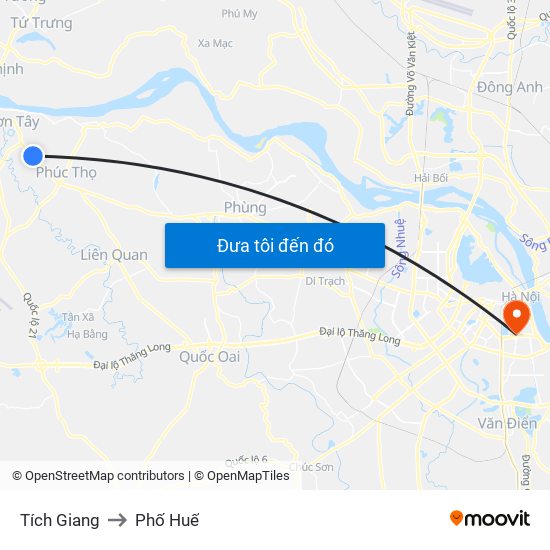 Tích Giang to Phố Huế map