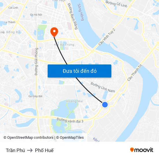 Trần Phú to Phố Huế map
