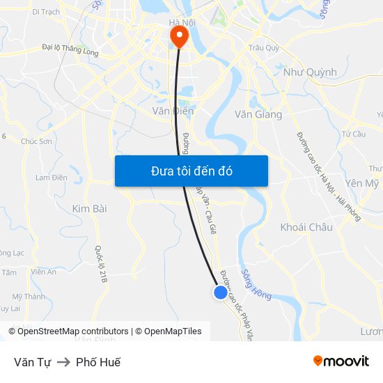 Văn Tự to Phố Huế map