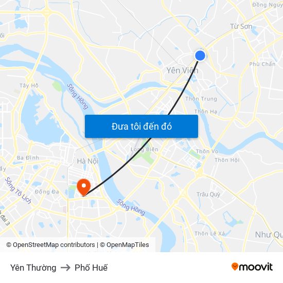 Yên Thường to Phố Huế map