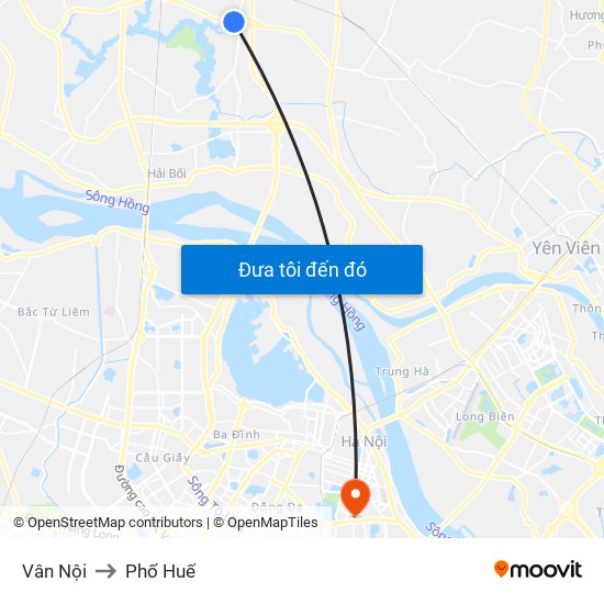 Vân Nội to Phố Huế map