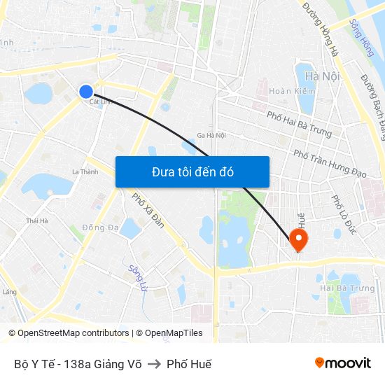 Bộ Y Tế - 138a Giảng Võ to Phố Huế map