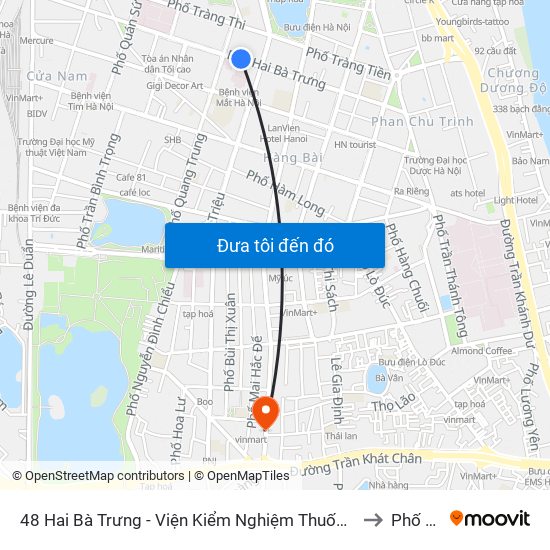 48 Hai Bà Trưng - Viện Kiểm Nghiệm Thuốc Trung Ương to Phố Huế map