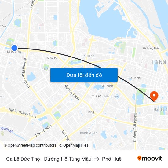 Ga Lê Đức Thọ - Đường Hồ Tùng Mậu to Phố Huế map
