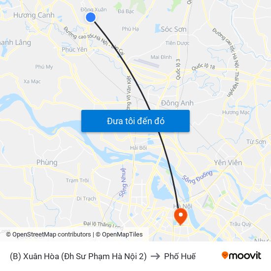 (B) Xuân Hòa (Đh Sư Phạm Hà Nội 2) to Phố Huế map