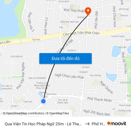 Qua Viện Tin Học Pháp Ngữ 20m - Lê Thanh Nghị to Phố Huế map