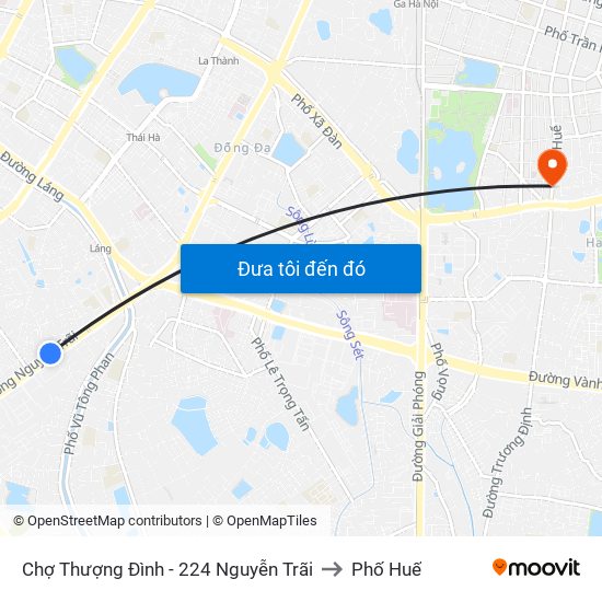 Chợ Thượng Đình - 224 Nguyễn Trãi to Phố Huế map