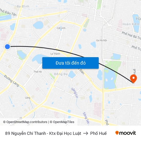 89 Nguyễn Chí Thanh - Ktx Đại Học Luật to Phố Huế map