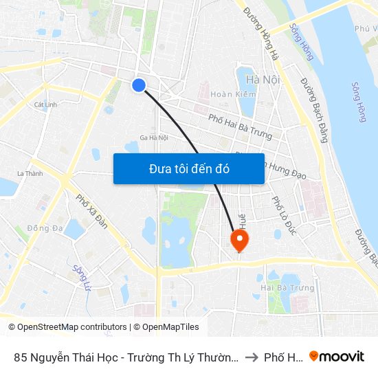 85 Nguyễn Thái Học - Trường Th Lý Thường Kiệt to Phố Huế map