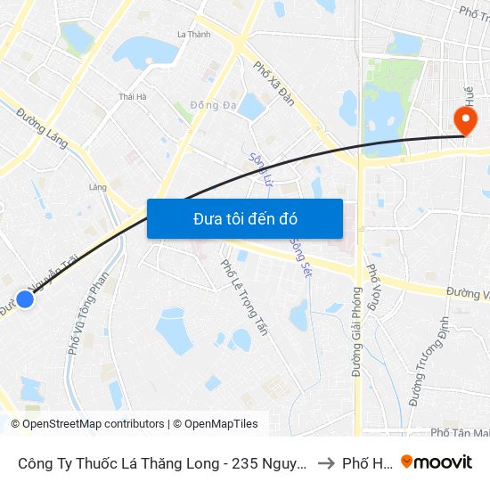 Công Ty Thuốc Lá Thăng Long - 235 Nguyễn Trãi to Phố Huế map