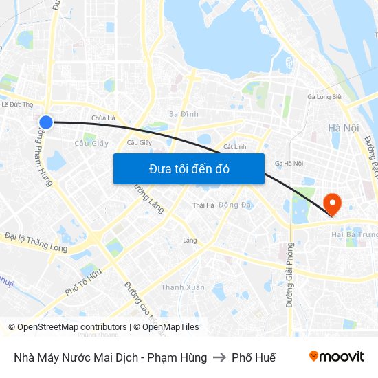 Nhà Máy Nước Mai Dịch - Phạm Hùng to Phố Huế map