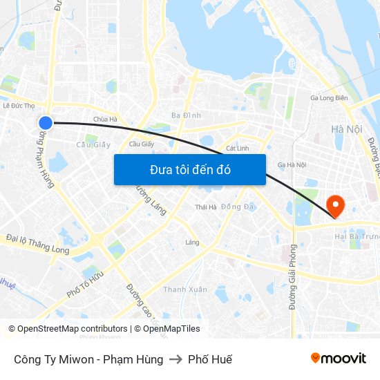 Công Ty Miwon - Phạm Hùng to Phố Huế map