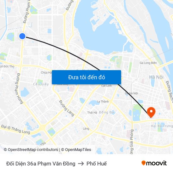 Đối Diện 36a Phạm Văn Đồng to Phố Huế map