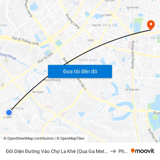 Đối Diện Đường Vào Chợ La Khê (Qua Ga Metro La Khê) - 405 Quang Trung (Hà Đông) to Phố Huế map