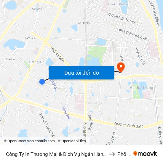 Công Ty In Thương Mại & Dịch Vụ Ngân Hàng - Số 10 Chùa Bộc to Phố Huế map