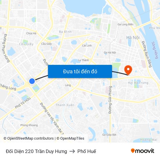 Đối Diện 220 Trần Duy Hưng to Phố Huế map