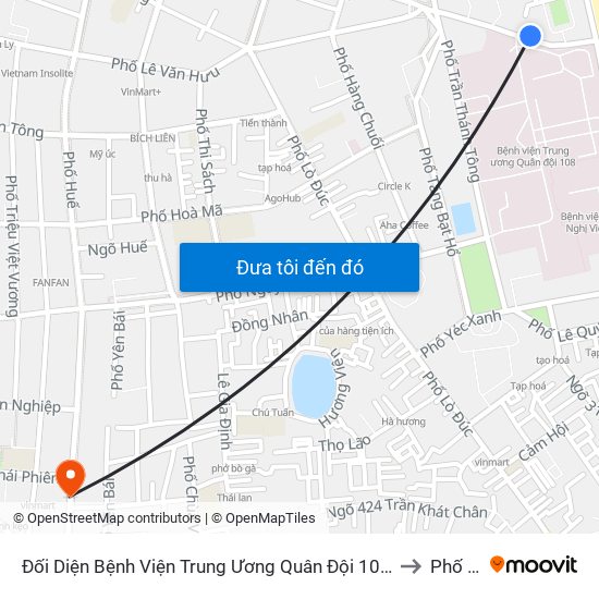 Đối Diện Bệnh Viện Trung Ương Quân Đội 108 - Trần Hưng Đạo to Phố Huế map