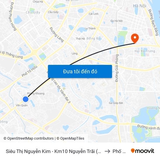 Siêu Thị Nguyễn Kim - Km10 Nguyễn Trãi (Hà Đông) to Phố Huế map