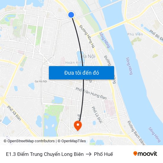 E1.3 Điểm Trung Chuyển Long Biên to Phố Huế map