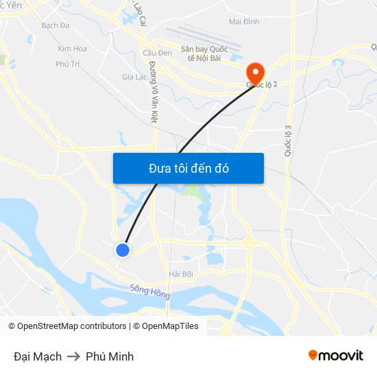 Đại Mạch to Phú Minh map