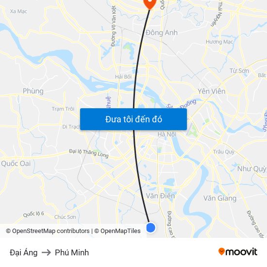 Đại Áng to Phú Minh map