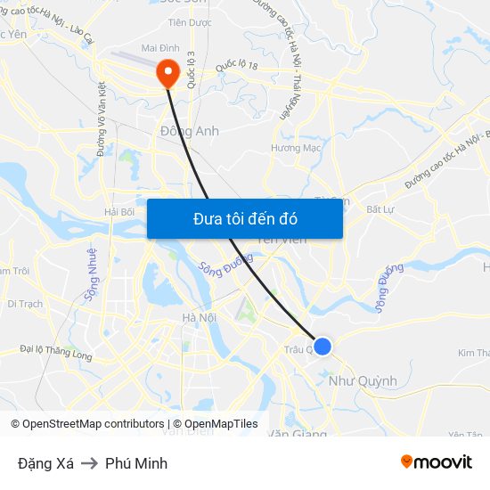 Đặng Xá to Phú Minh map