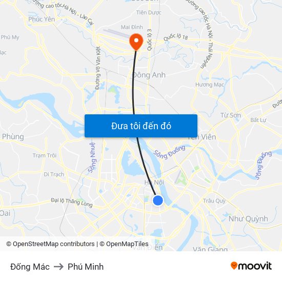 Đống Mác to Phú Minh map