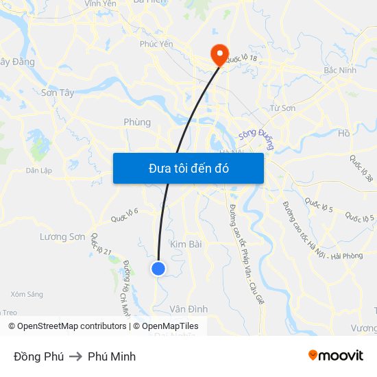 Đồng Phú to Phú Minh map