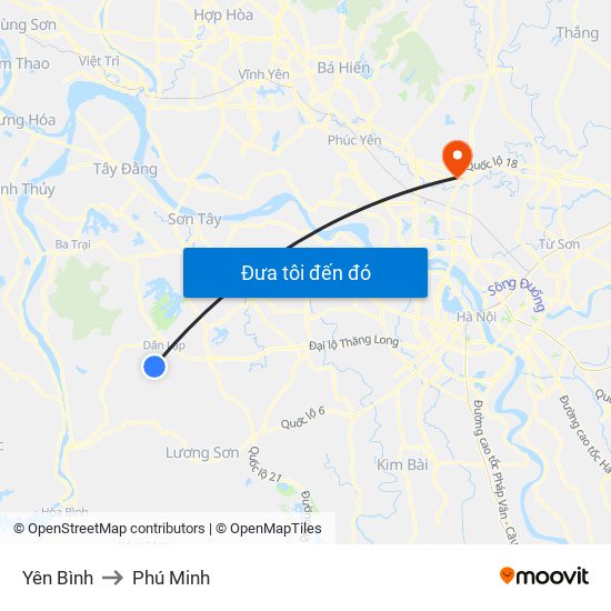Yên Bình to Phú Minh map