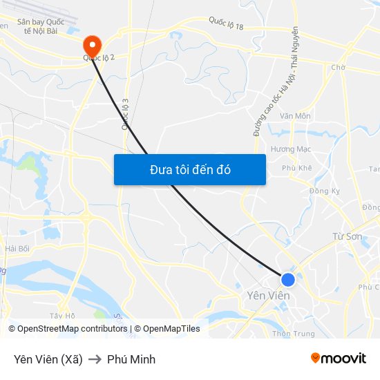 Yên Viên (Xã) to Phú Minh map