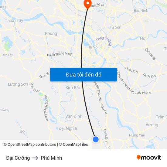 Đại Cường to Phú Minh map