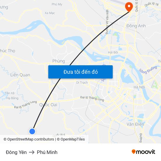Đông Yên to Phú Minh map