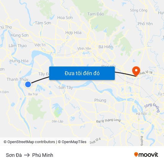 Sơn Đà to Phú Minh map