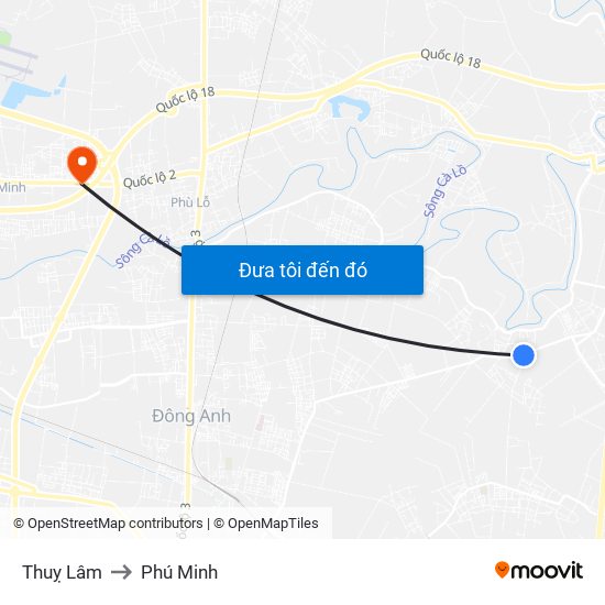 Thuỵ Lâm to Phú Minh map