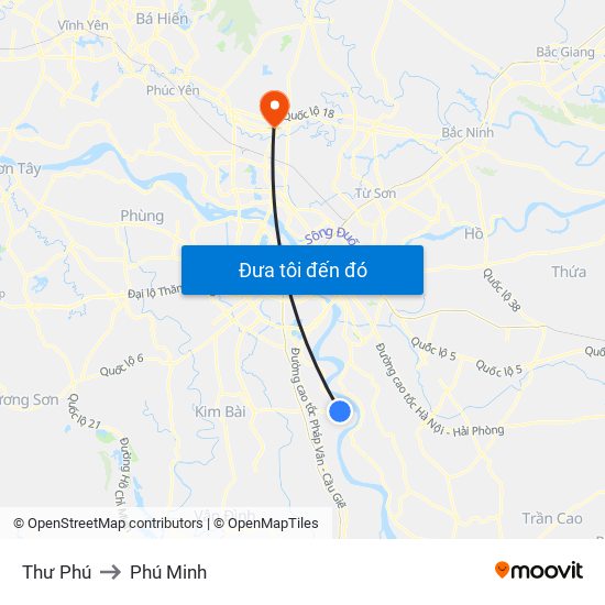 Thư Phú to Phú Minh map
